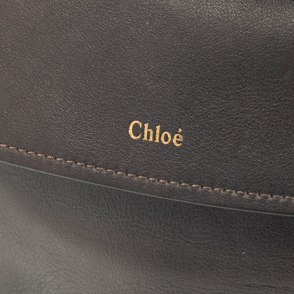 Chloe Kiss Off Brown Leather Green-Strap Shoulder Bag - Picture 10 of 12